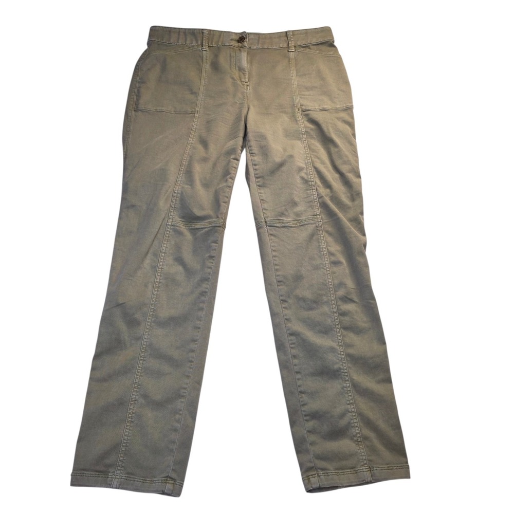 Chico's Women's 2 Brigitte Slim Ankle Utility Pants Sage‎ Green Womens L Stretch
